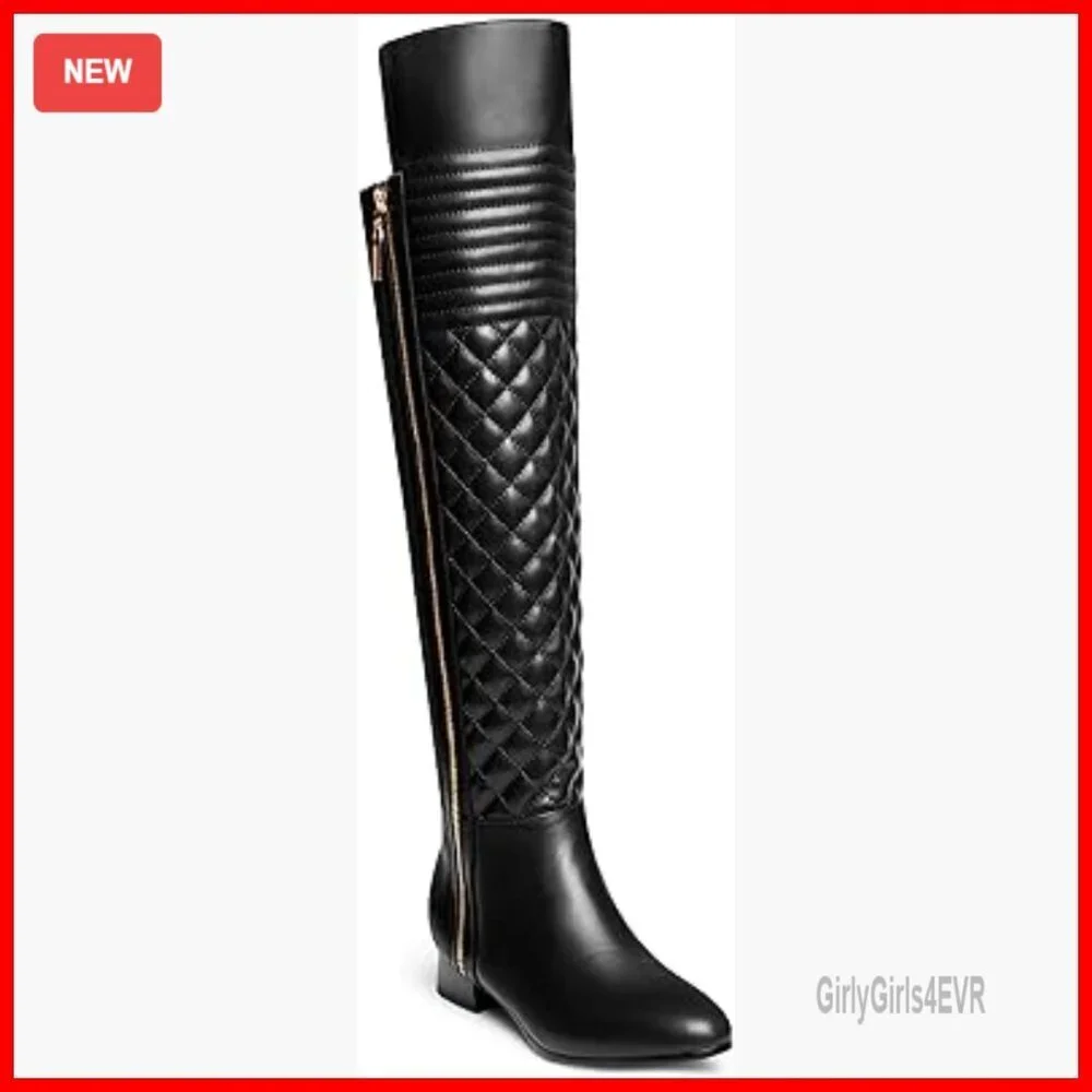 Over the Knee Boots with Stretch Rear, 1.25 Inch Chunky Heel